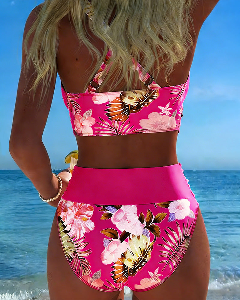 Jolina™ | Biquíni Floral com Detalhes Contrastantes