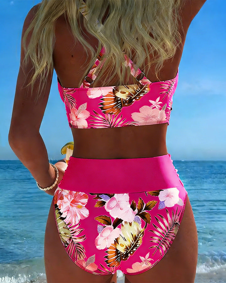 Jolina™ | Biquíni Floral com Detalhes Contrastantes