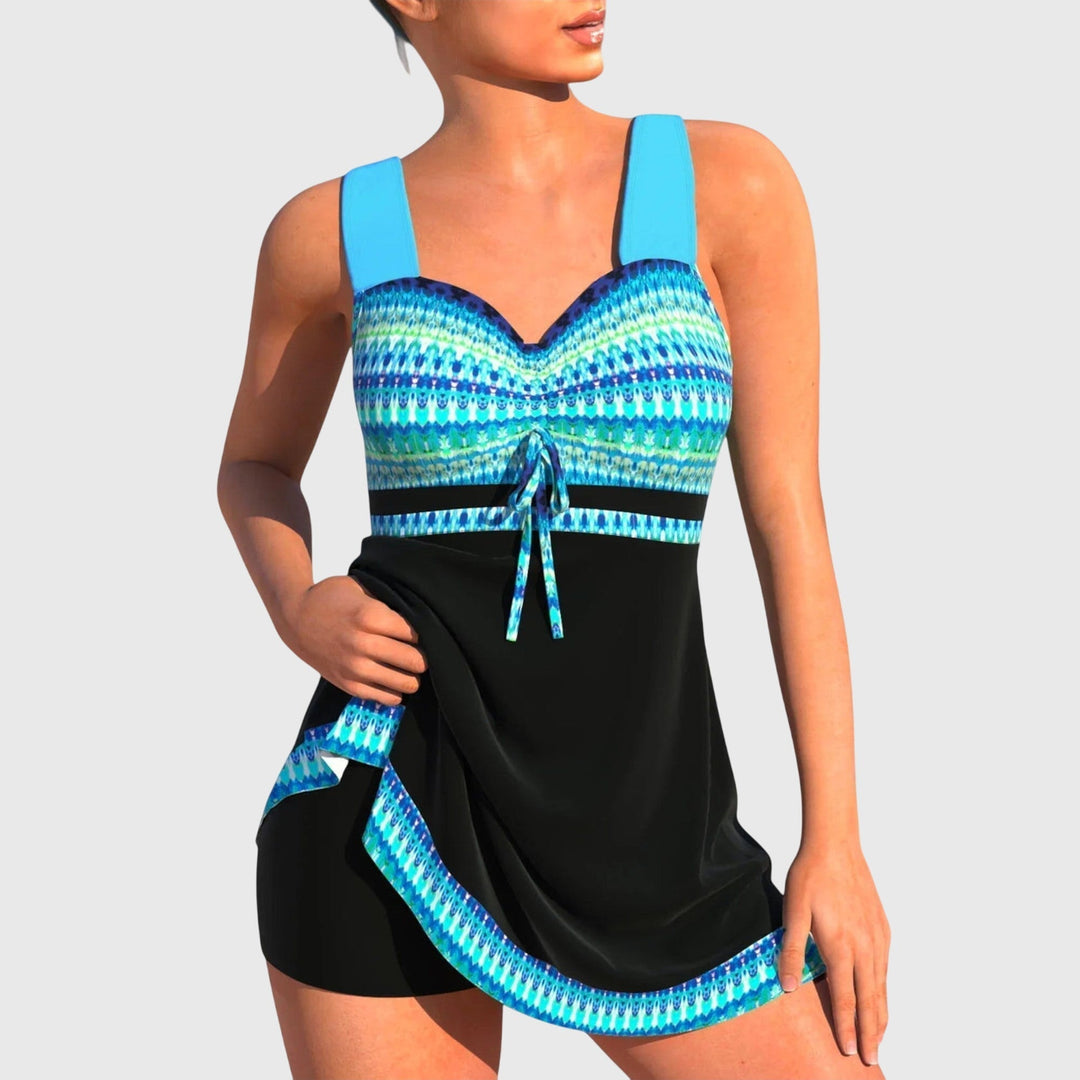 Valeria | Tankini con Falda y Estampado Geométrico