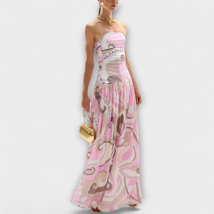 Tatum - Asombrosos vestidos maxi de pastel con hombros descubiertos