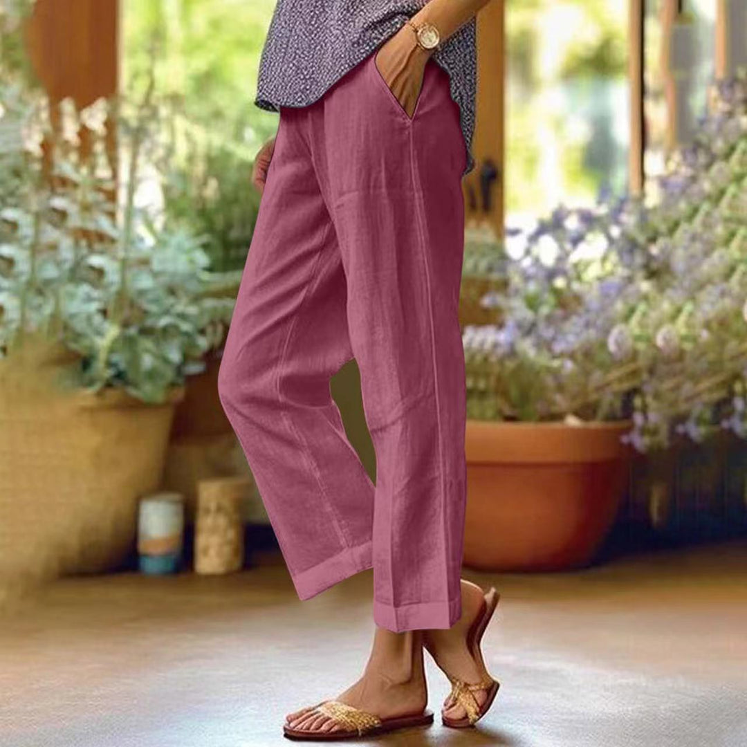 Marina | Pantalones Anchos de Algodón y Lino