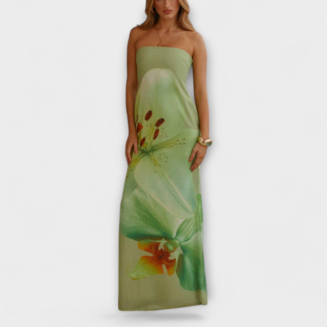 Zephyra - Vestido Maxi Estiloso con Hombros Descubiertos