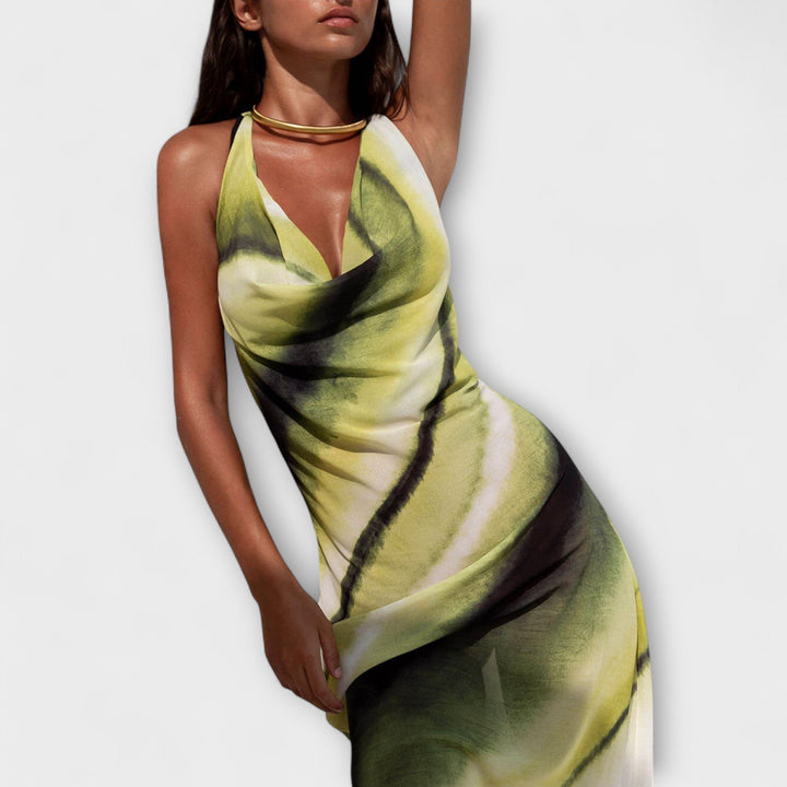 Vestido maxi clásico con degradado y tie-dye