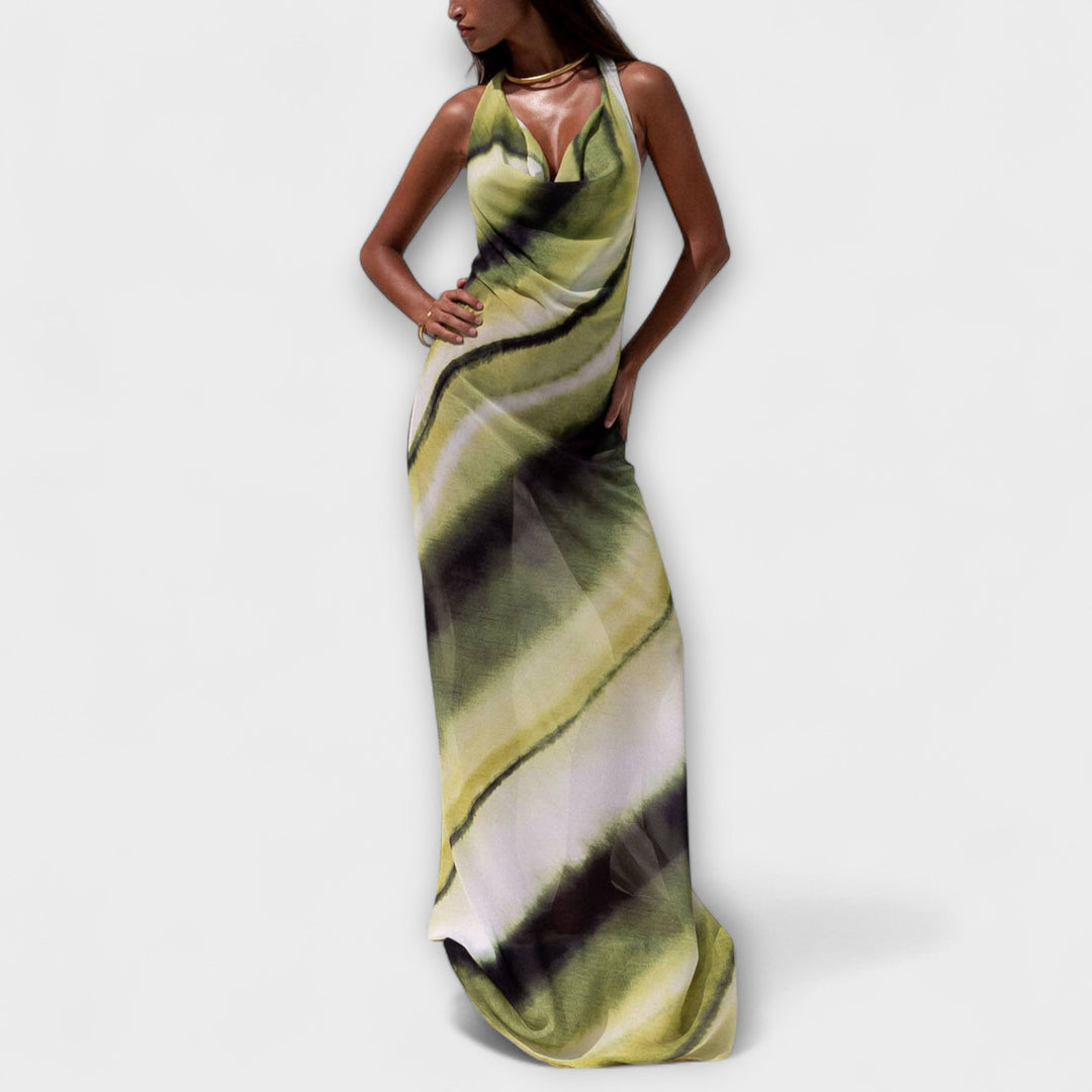 Vestido maxi clásico con degradado y tie-dye