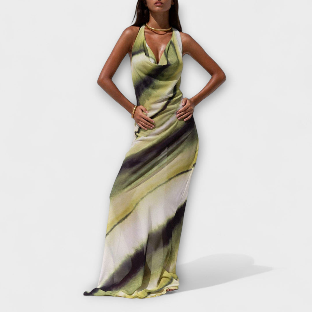 Vestido maxi clásico con degradado y tie-dye