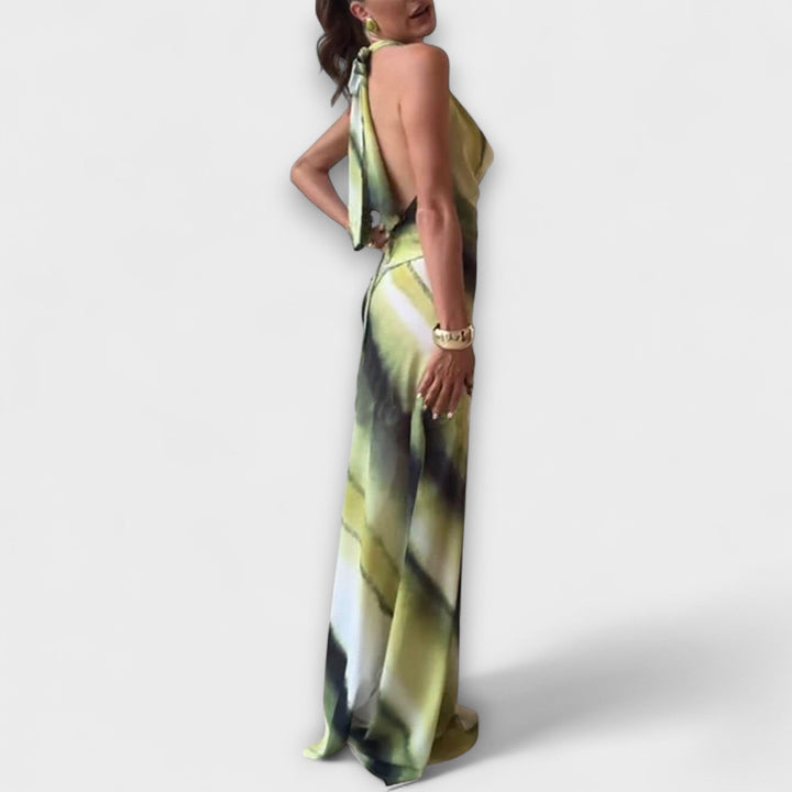 Vestido maxi clásico con degradado y tie-dye