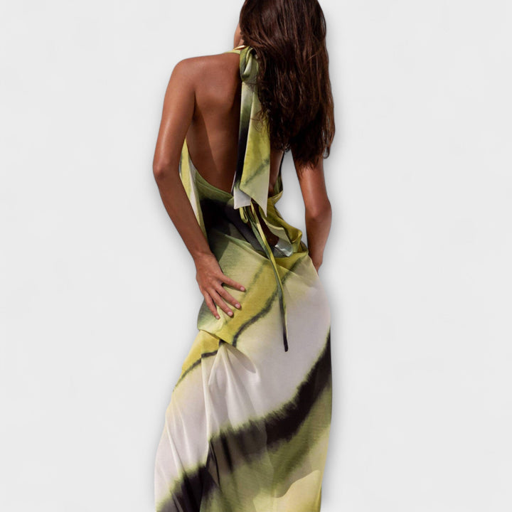 Vestido maxi clásico con degradado y tie-dye