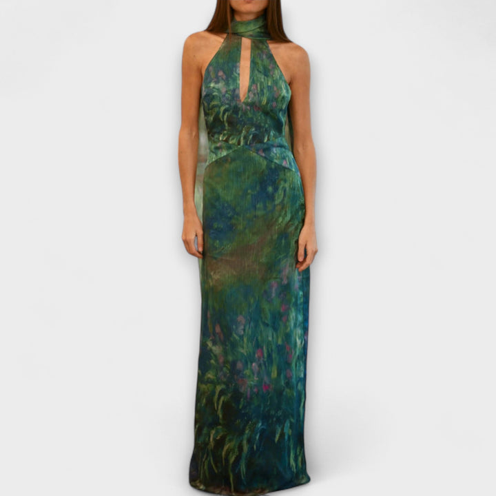 Maisie - Impresión Iris de Monet Maxi vestido
