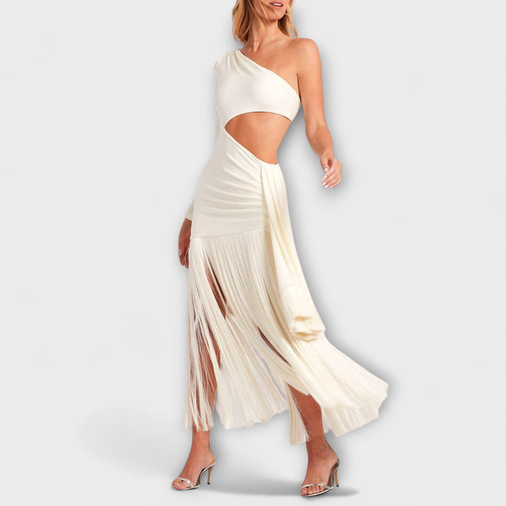 Alice - Encantador vestido maxi con cortes y flecos