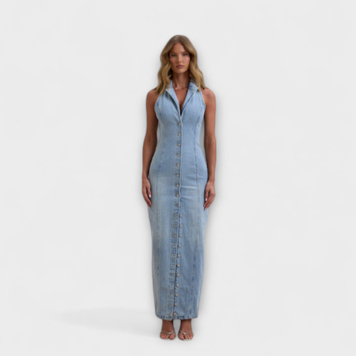 Lacey - Maxi vestido de denim con lavado suave