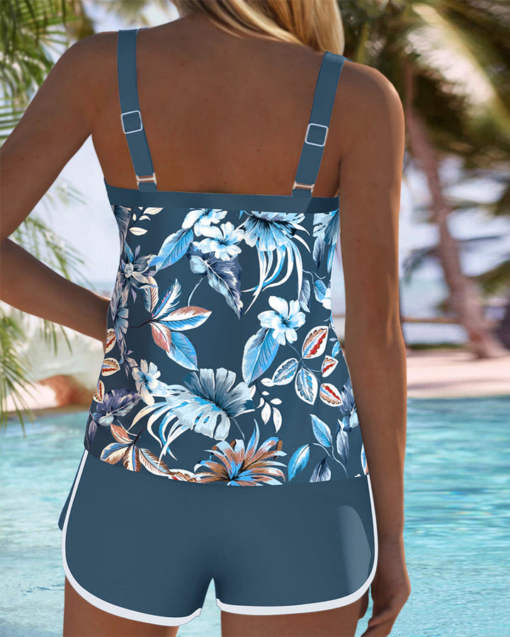 Imke™ | Tankini Sin Mangas con Escote en U y Diseño Impreso