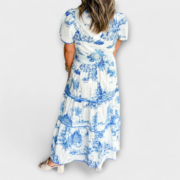 Eliza - Vestido maxi con estampado clásico