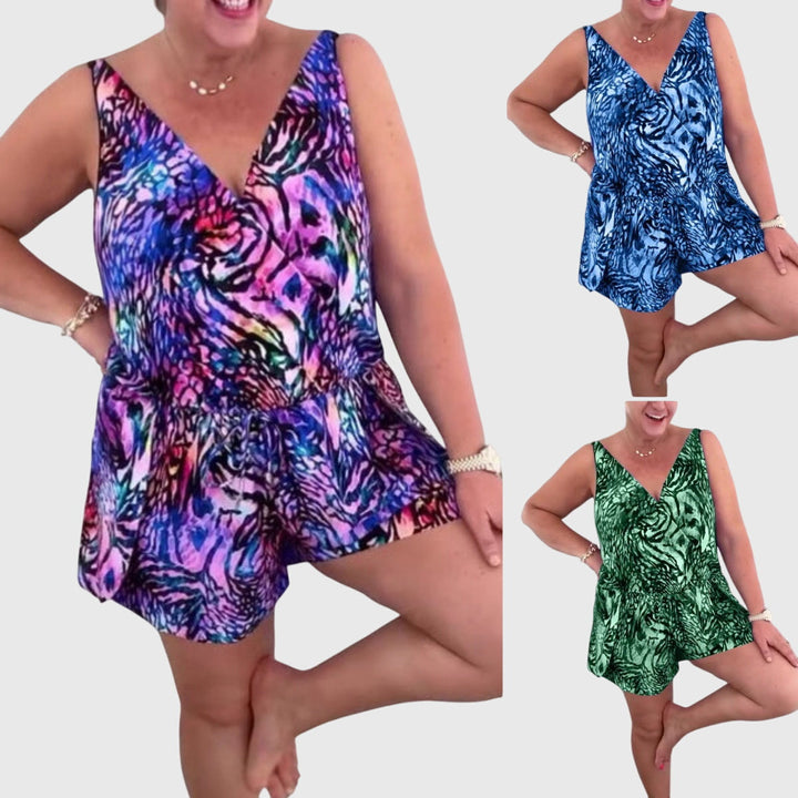 Daniela | Vestido de Baño con Volante y Estampado Vibrante
