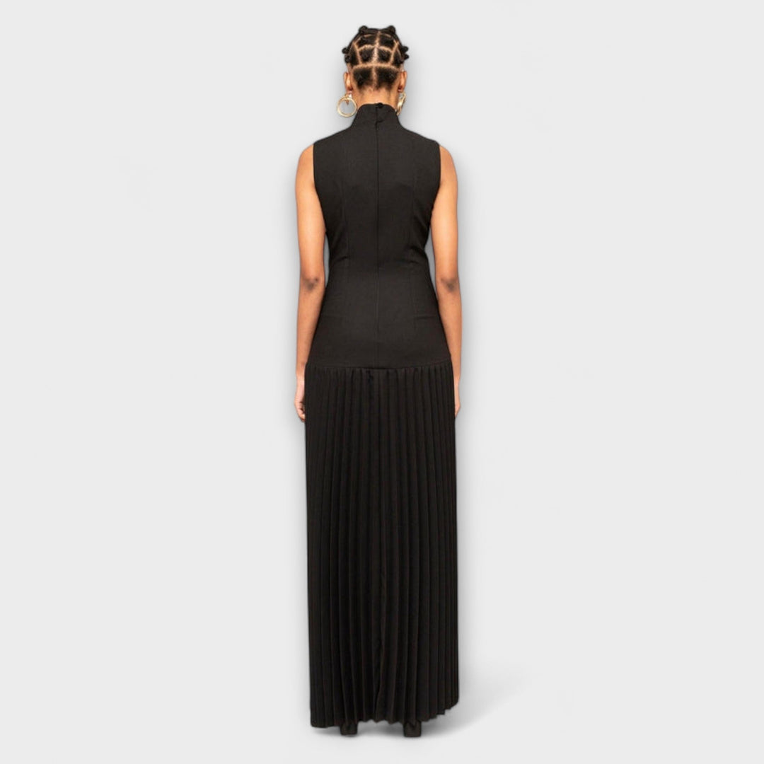 Kristen - Vestido maxi con plisados y cortes