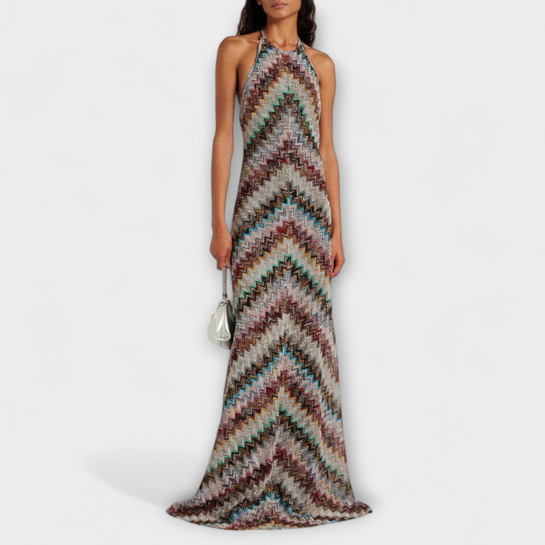 Reese - Vestido de punto Jodie con patrón de espiga de colores