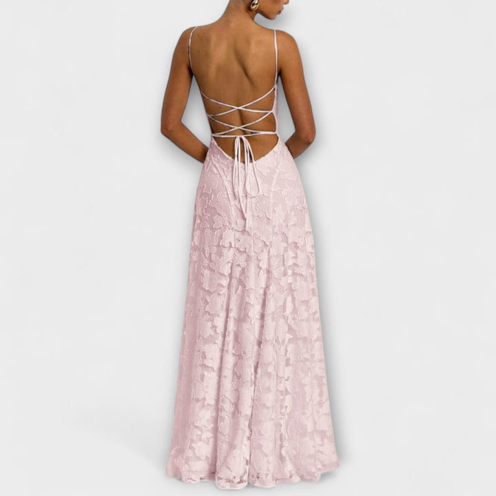 Emberly - Vestido maxi elegante de tela jacquard