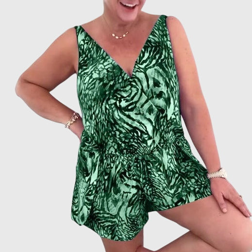 Daniela | Vestido de Baño con Volante y Estampado Vibrante