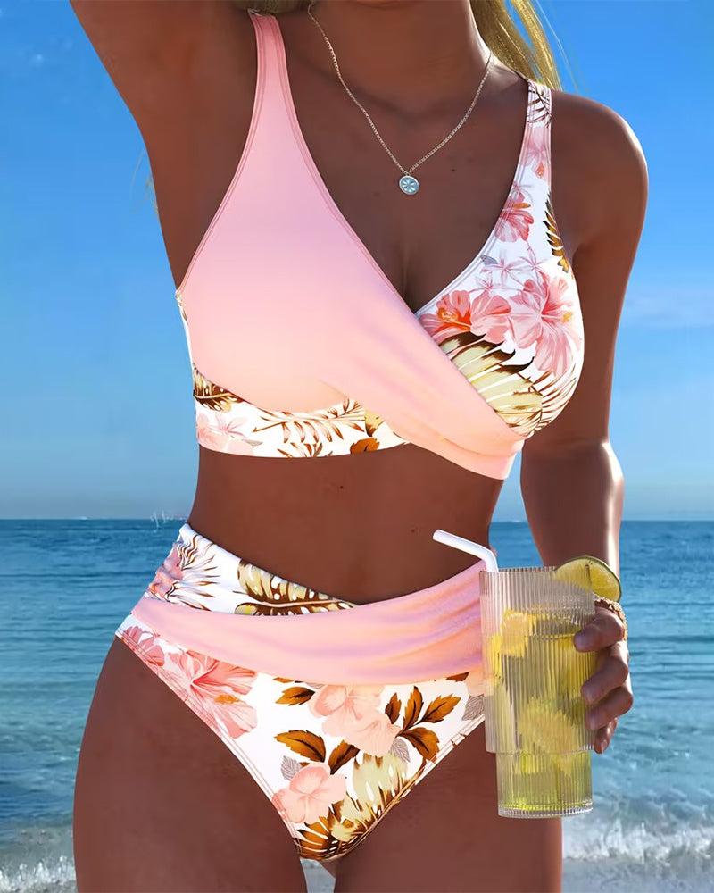 Jolina™ | Biquíni Floral com Detalhes Contrastantes