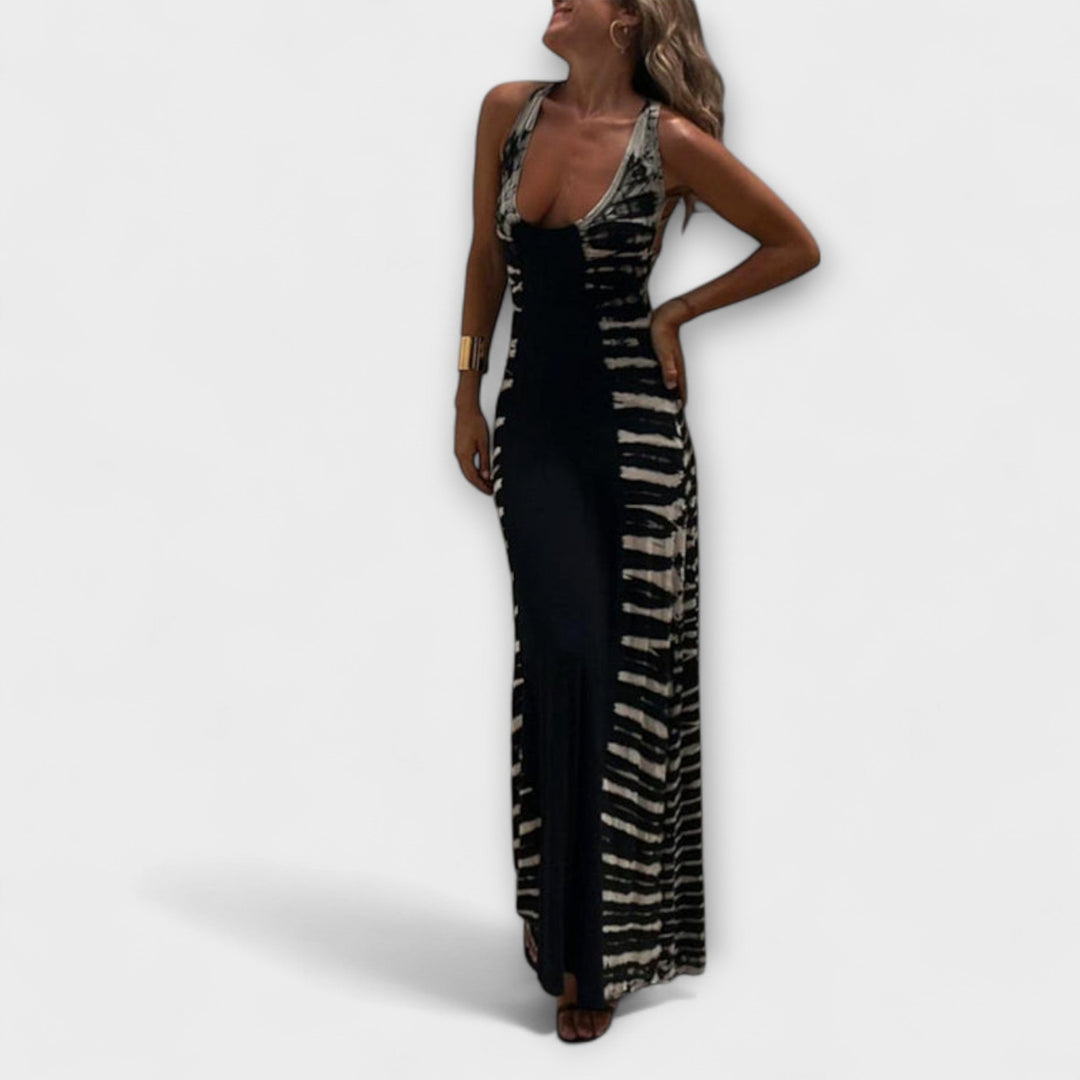 Livia - Vestido maxi con cielo estrellado y tie-dye