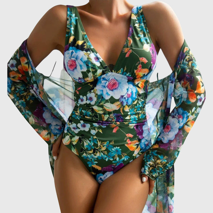 Lourdes | Conjunto de Baño Floral con Kimono