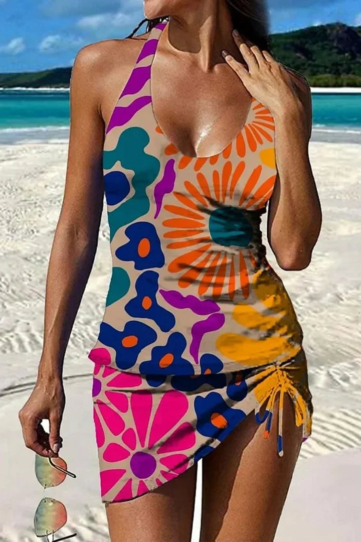 Fiesta | Tankini Floral con Short y Efecto Moldeador