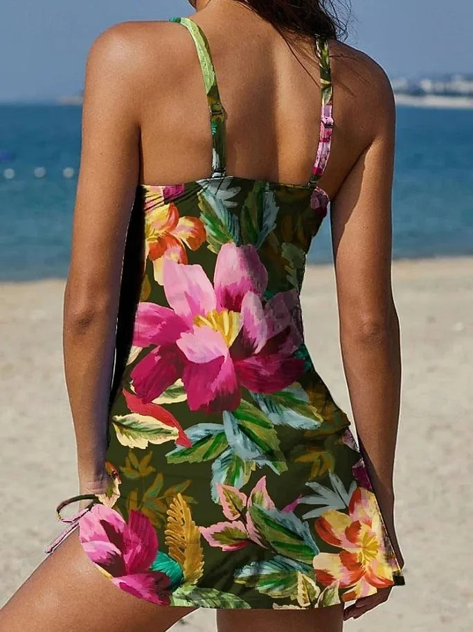 Fiesta | Tankini Floral con Short y Efecto Moldeador