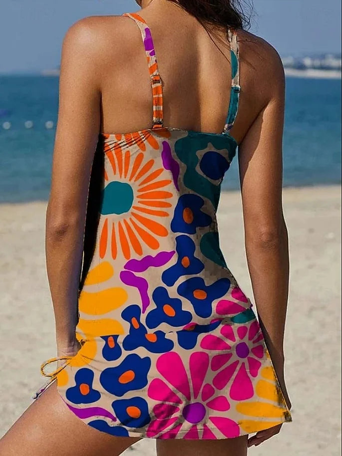 Fiesta | Tankini Floral con Short y Efecto Moldeador