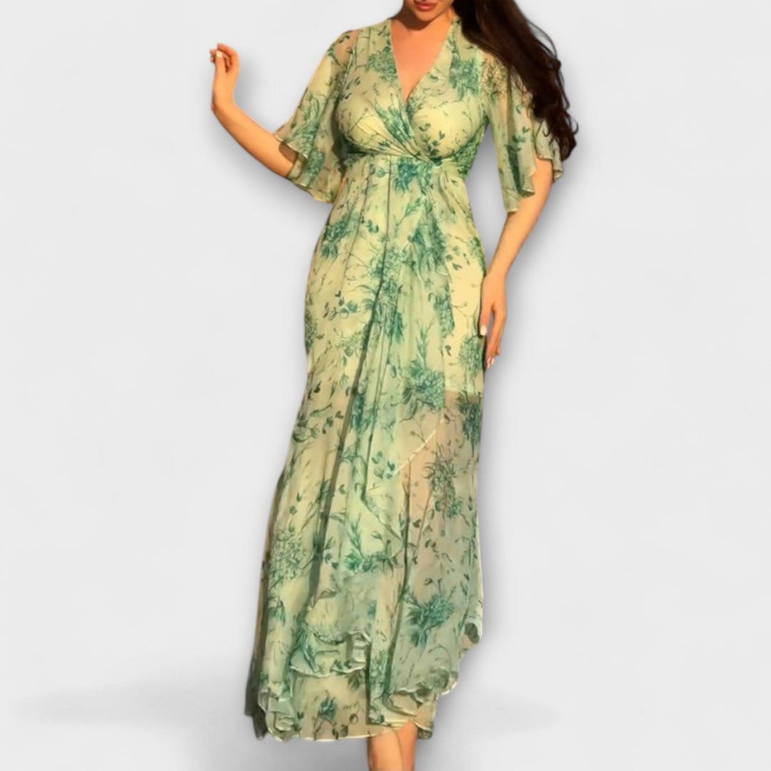 Lana - Vestido floral elegante con escote en V