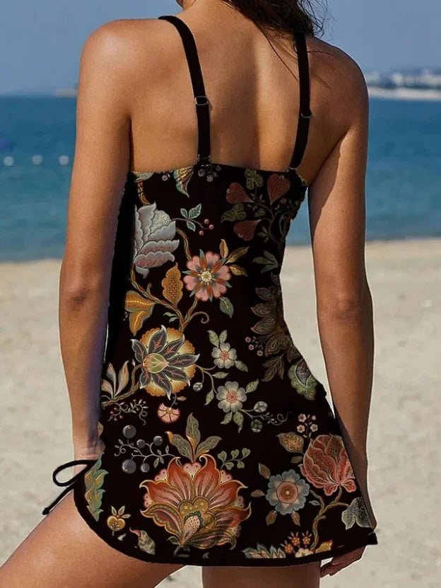 Fiesta | Tankini Floral con Short y Efecto Moldeador