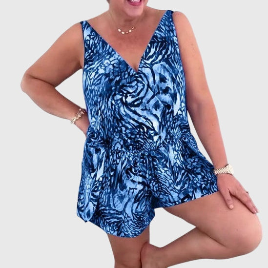 Daniela | Vestido de Baño con Volante y Estampado Vibrante