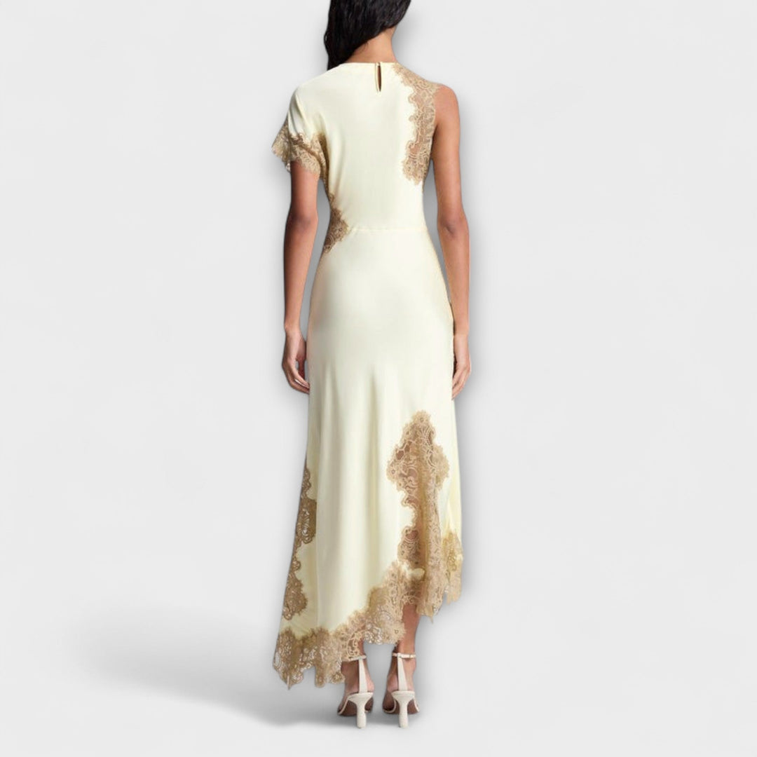 Margaret - Vestido maxi con detalles de satén y encaje
