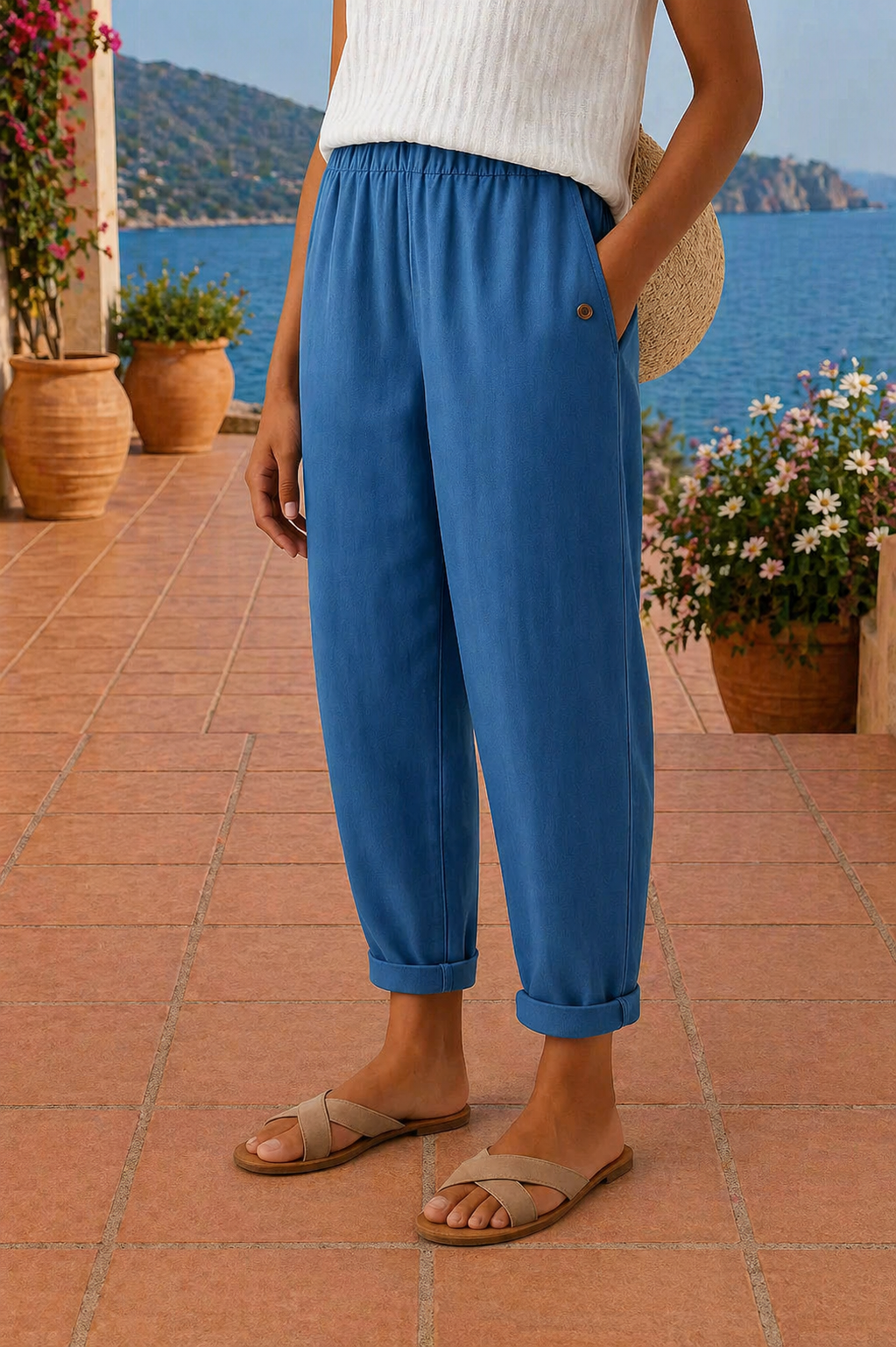 Sara | Pantalones de lino anchos y relajados