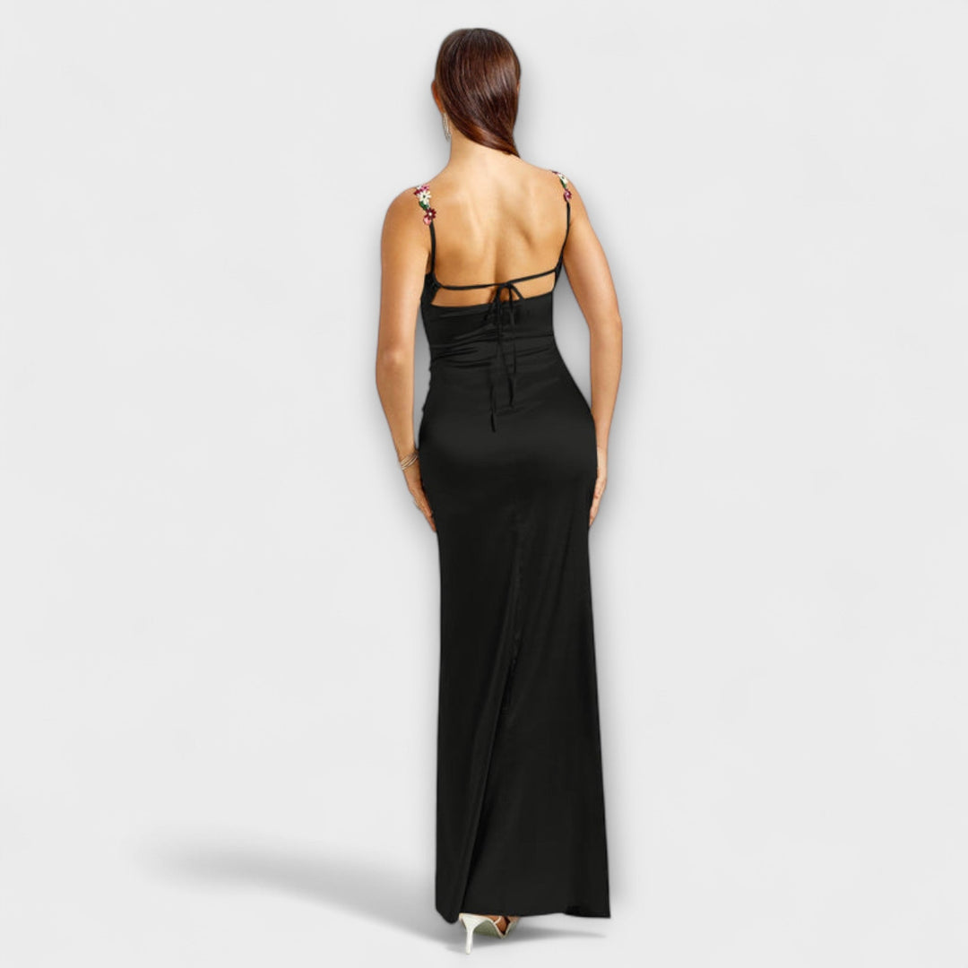 Eira - Vestido de satén decorativo con lazo en la espalda