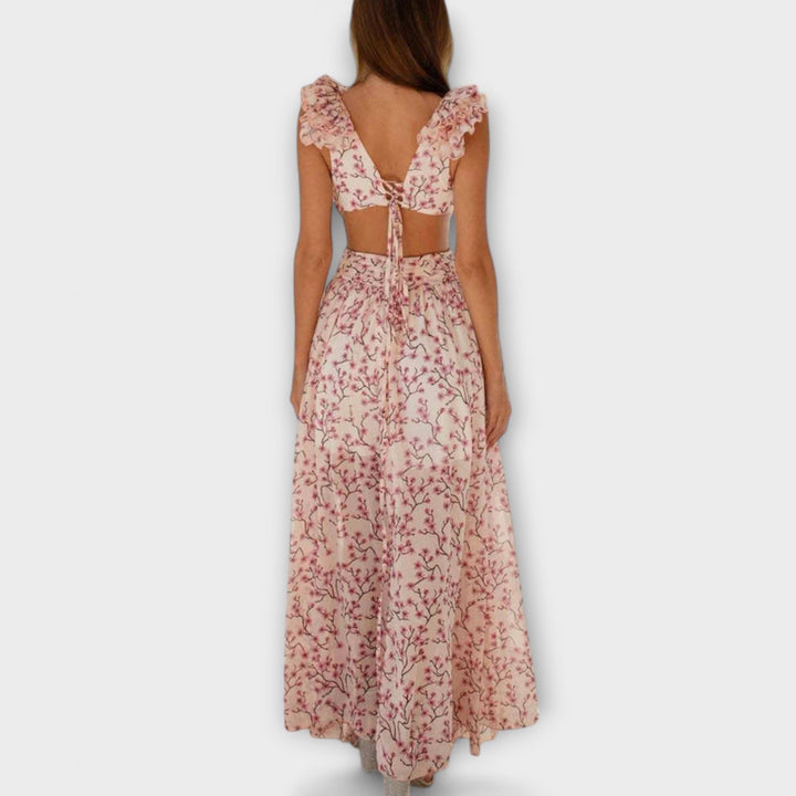 Elin - Vestido maxi con volantes y escotes