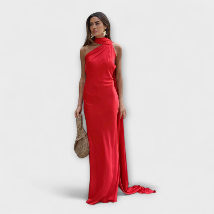 Vestido Maxi Šik con hombros al aire y atado al cuello
