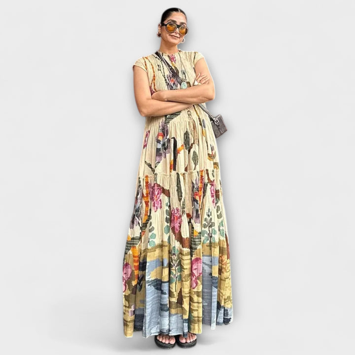 Vestido plisado elegante con mangas largas