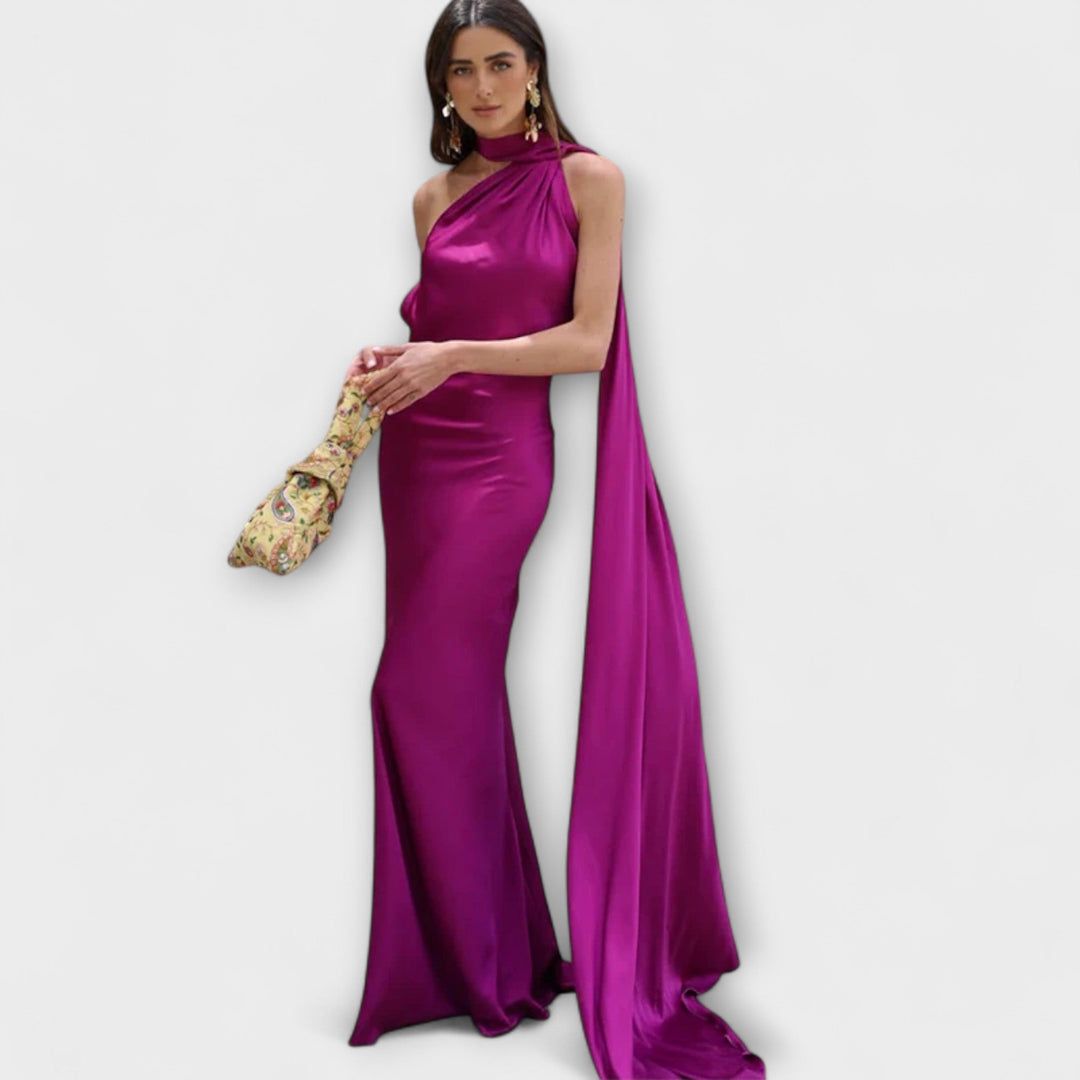 Vestido Maxi Šik con hombros al aire y atado al cuello