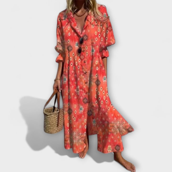 Lila - Vestido Maxi Halagador con Cubierta de Barriga