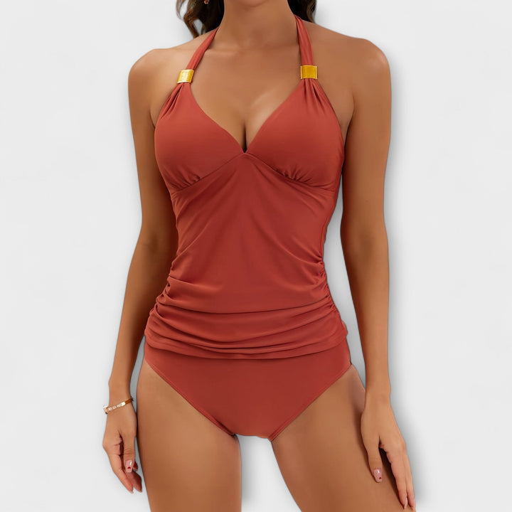 Sonia | Bañador Moldeador con Escote en V y Cuello Halter