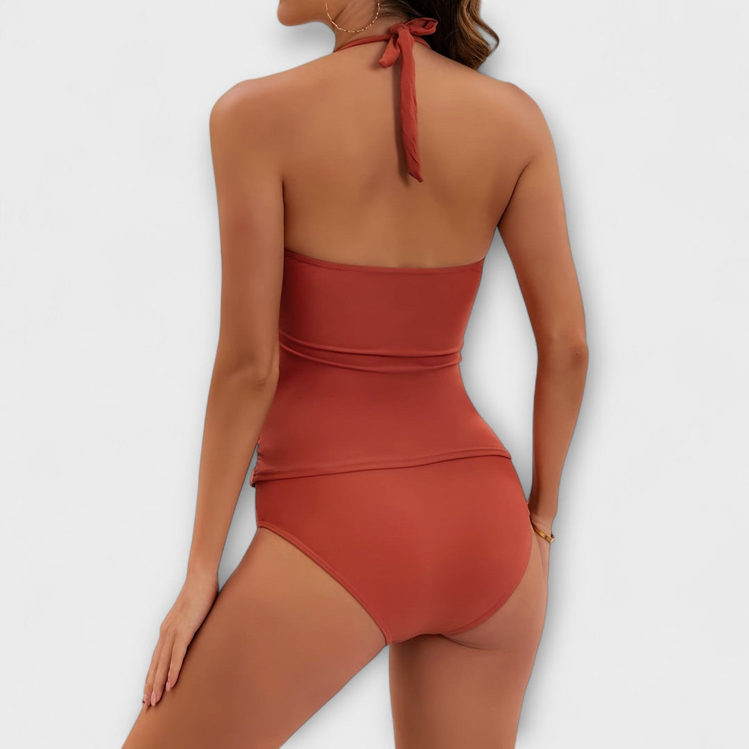 Sonia | Bañador Moldeador con Escote en V y Cuello Halter