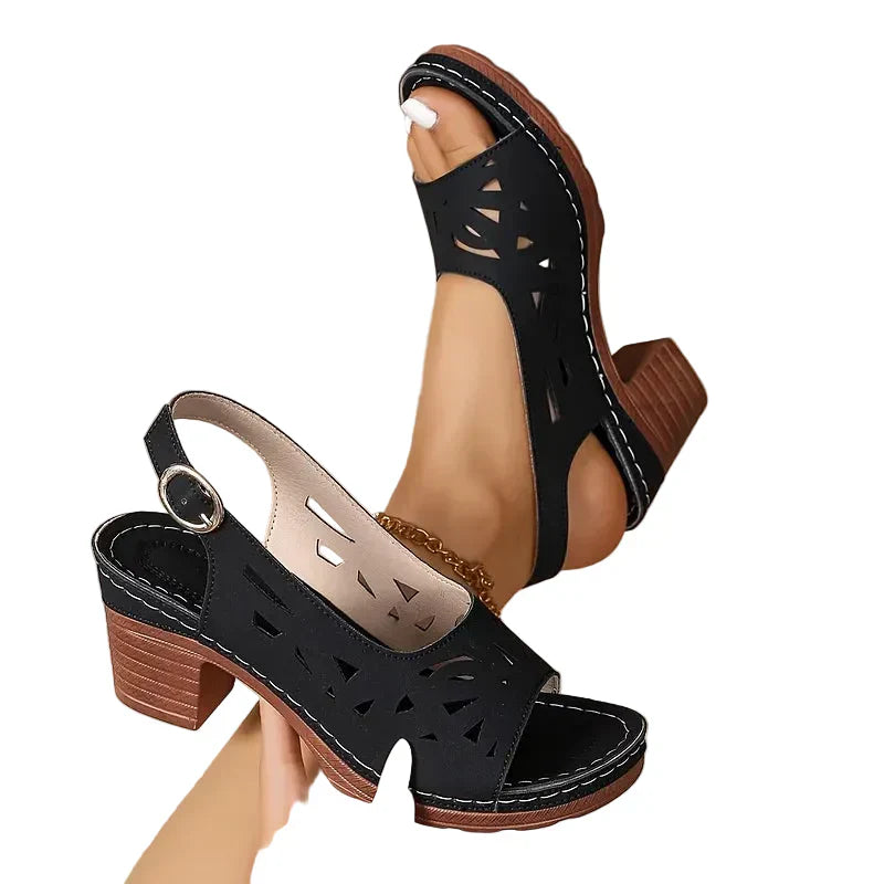 Christine | Sandalias con Tobillo y Tacón Bloque