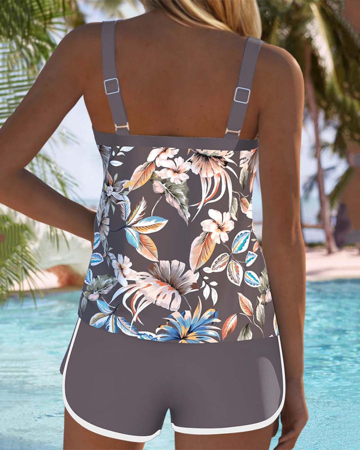Imke™ | Tankini Sin Mangas con Escote en U y Diseño Impreso