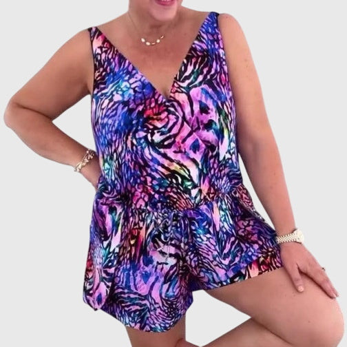 Daniela | Vestido de Baño con Volante y Estampado Vibrante