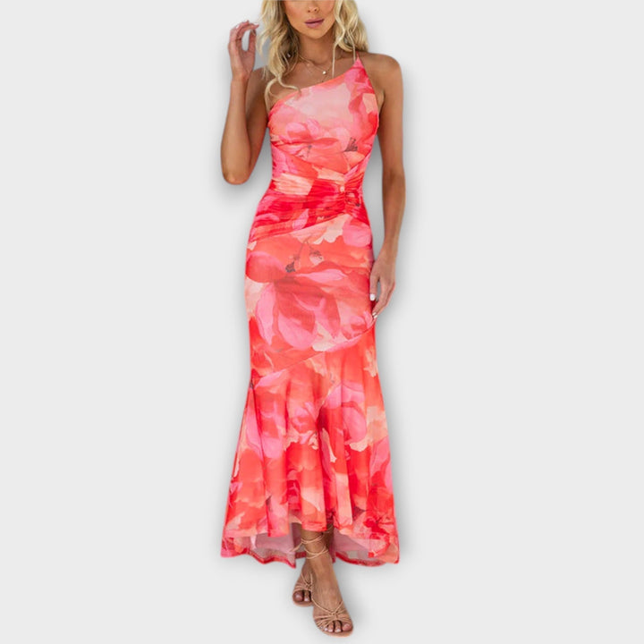 Pia - Vestido maxi con fruncido asimétrico