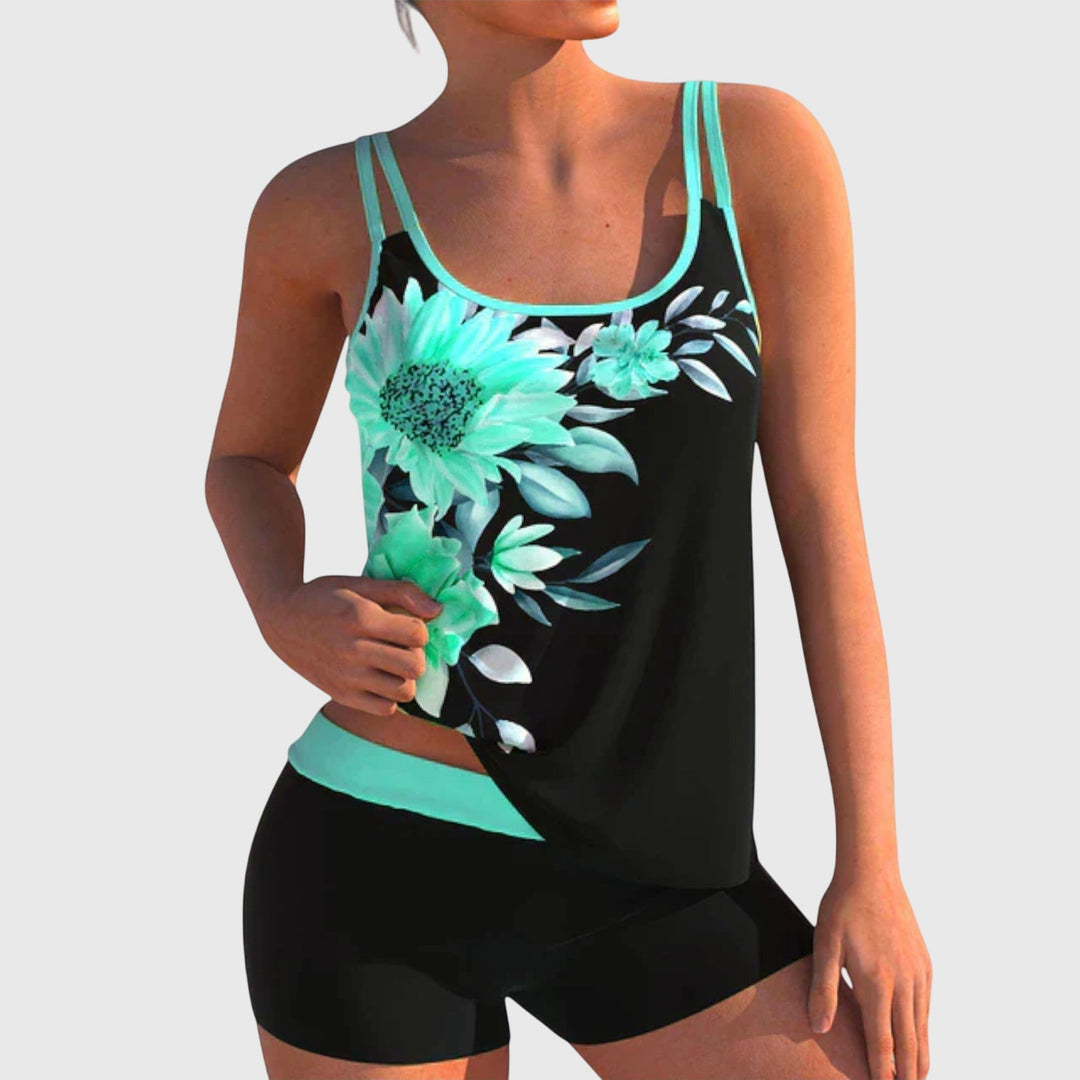 Florencia | Tankini Floral con Short y Efecto Moldeador