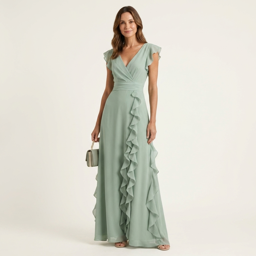 Nellyana | Vestido Maxi Envolvente con Volantes