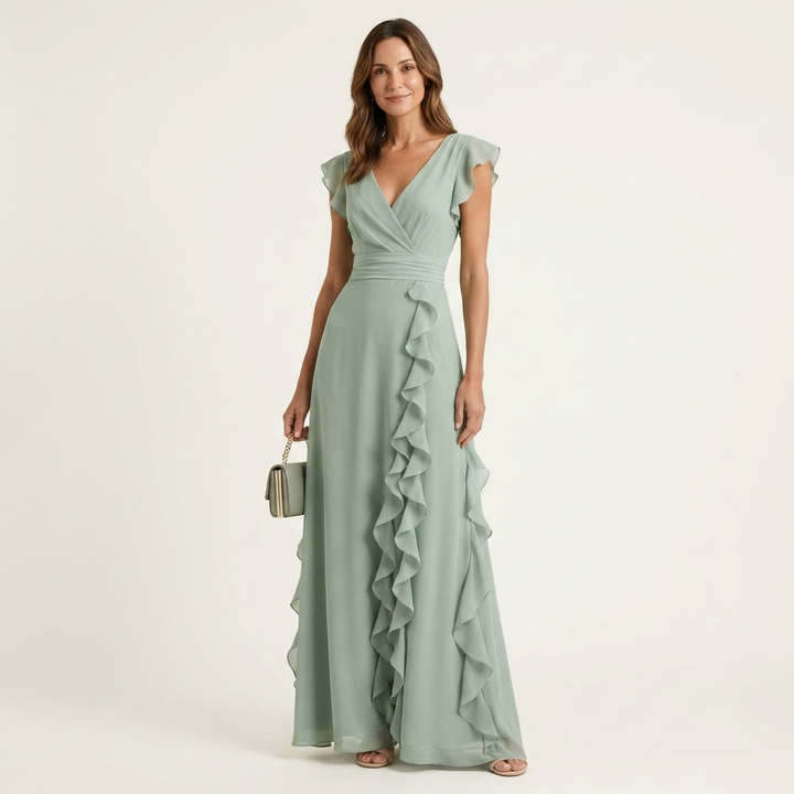 Nellyana | Vestido Maxi Envolvente con Volantes