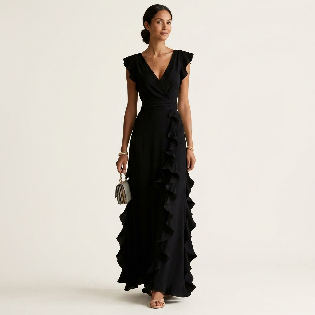 Nellyana | Vestido Maxi Envolvente con Volantes