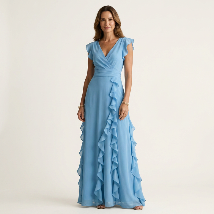 Nellyana | Vestido Maxi Envolvente con Volantes