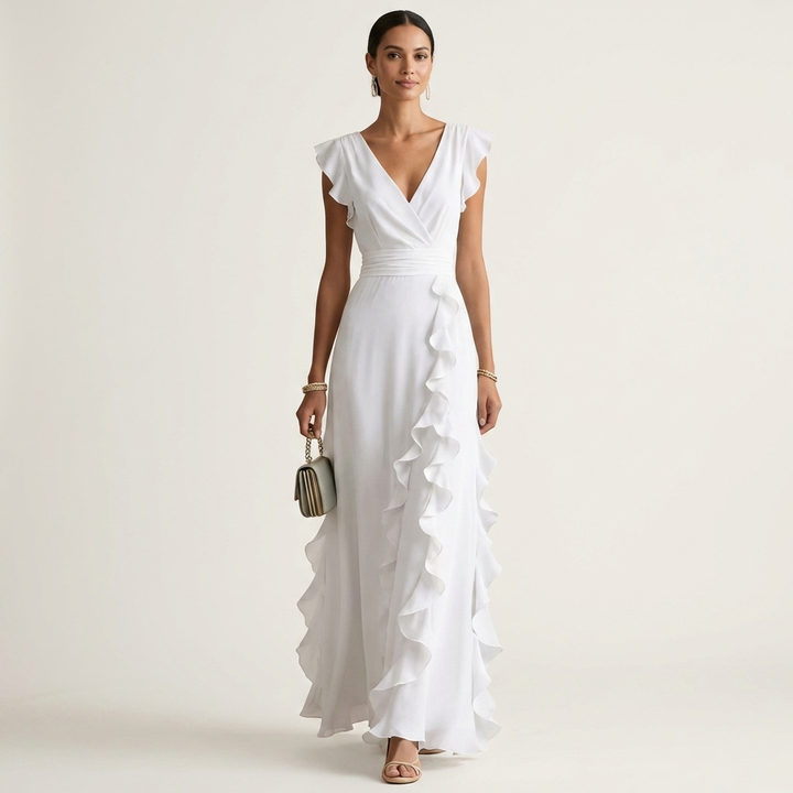 Nellyana | Vestido Maxi Envolvente con Volantes